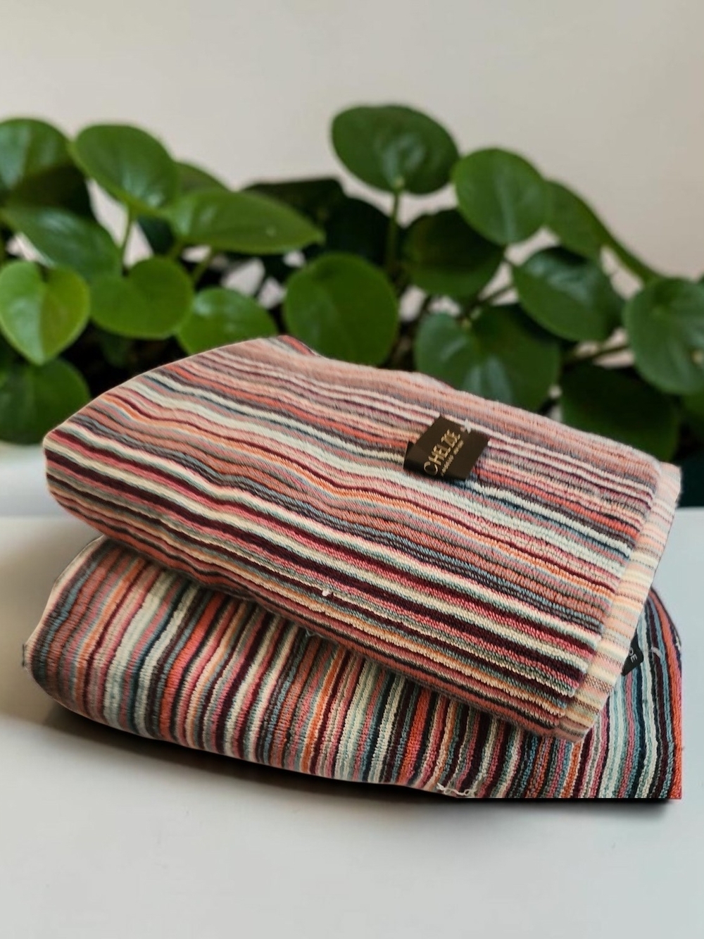 Rachel Zoe 2 Bath Towels Striped Colorful Multicolored